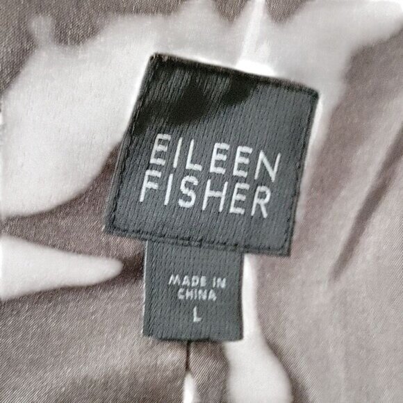 Eileen Fisher Womens Open Front Jacket L Brown Silk Blend - Picture 6 of 9